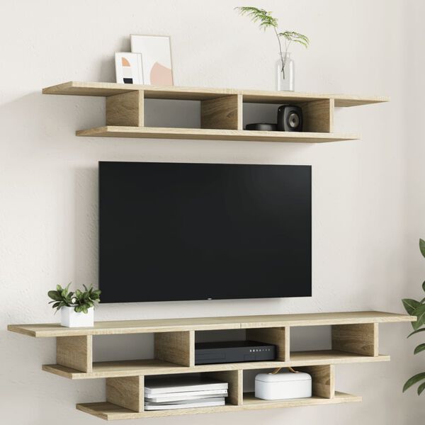 vidaXL TV Wall Unit Sonoma Oak Engineered Wood Medium TV Wall Unit