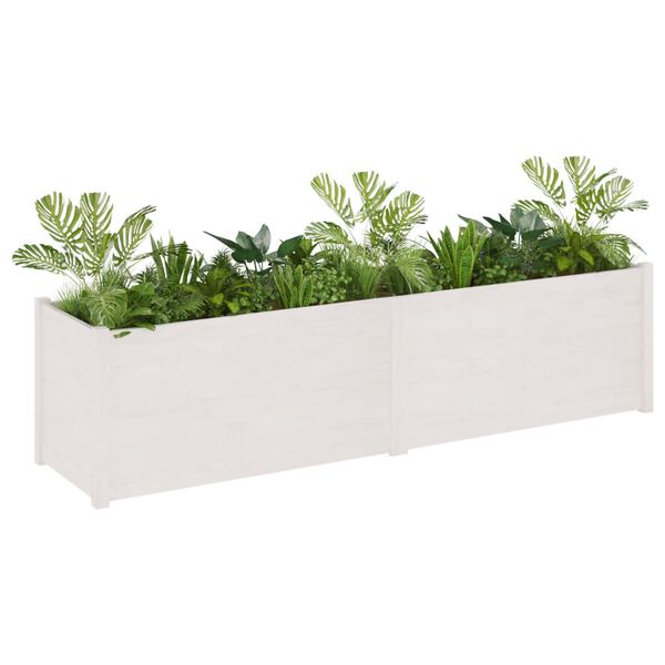 vidaXL Large Planter White Solid Pinewood Durable Rectangular