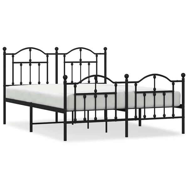 vidaXL Bed Frame Black Powder-Coated Steel Full Bed Frame Rectangular