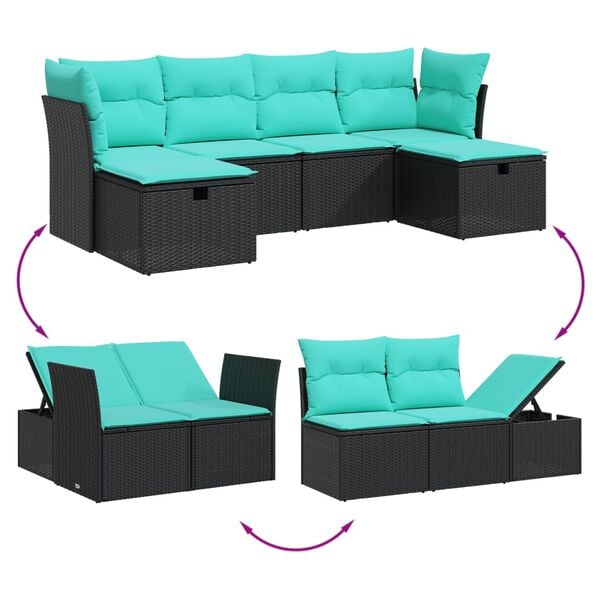 vidaXL Garden Sofa Set Black, Blue