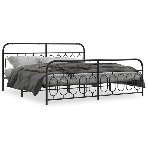 vidaXL Bed Frame Black Steel 78.7x78.7 in Bed Frame Rectangular