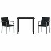 vidaXL Garden Dining Set 3 pcs Black and Grey PE Rattan