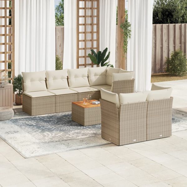 vidaXL Garden Sofa Set Beige, Cream White