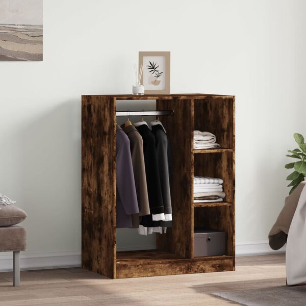 vidaXL Wardrobe Smoked Oak Engineered Wood Medium Wardrobe Rectangular