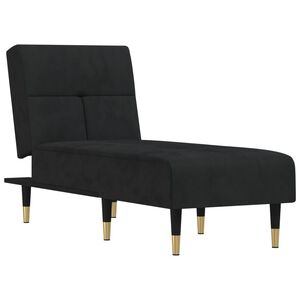 vidaXL Chaise Lounge Black Velvet (100% polyester), plywood, metal