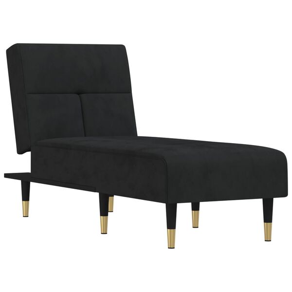 vidaXL Chaise Lounge Black Velvet (100% polyester), plywood, metal