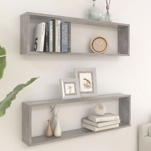 vidaXL Wall Shelf Set of 2 Concrete grey Engineered wood