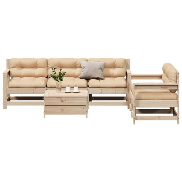vidaXL 6 Piece Patio Lounge Set with Cushions Solid Wood Pine