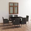 vidaXL Garden Dining Set Anthracite, Grey PE rattan, Steel, Glass, Polyester