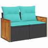 vidaXL 7 Piece Patio Sofa Set with Cushions Brown Poly Rattan Acacia