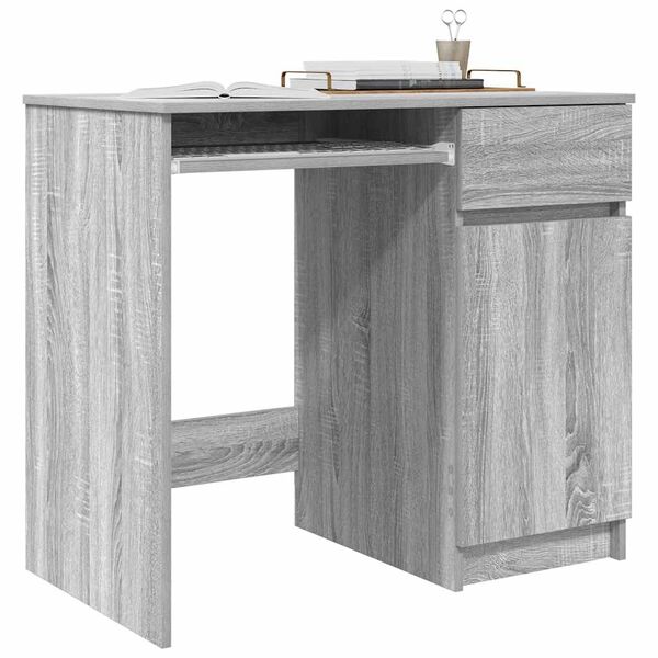 vidaXL Desk Grey Sonoma Engineered Wood 33.9x19.3x29.9 in Desk