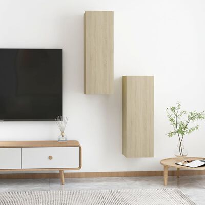 vidaXL TV Stands 2 pcs Sonoma Oak 12"x11.8"x35.4" Engineered Wood