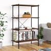 vidaXL Shelving Unit Black and natural wood Engineered wood, Steel Medium