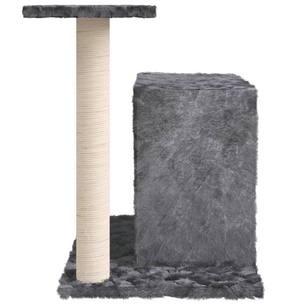 vidaXL Cat Tree Dark Gray Engineered Wood, Plush, Sisal 20.1 in Tall
