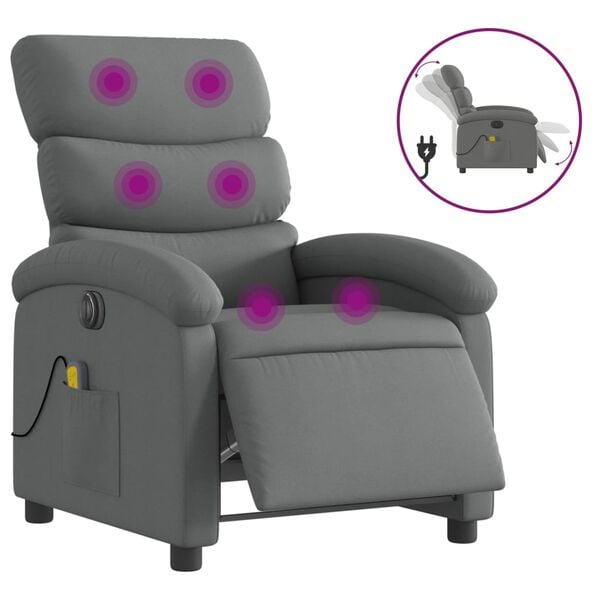 vidaXL Electric Massage Recliner Chair Dark Gray