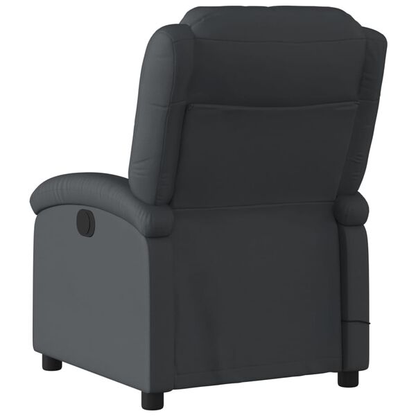 vidaXL Massage Recliner Chair Black Real leather, metal, plywood Large
