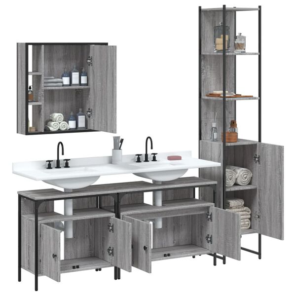 vidaXL Bathroom Cabinet Set Grey sonoma