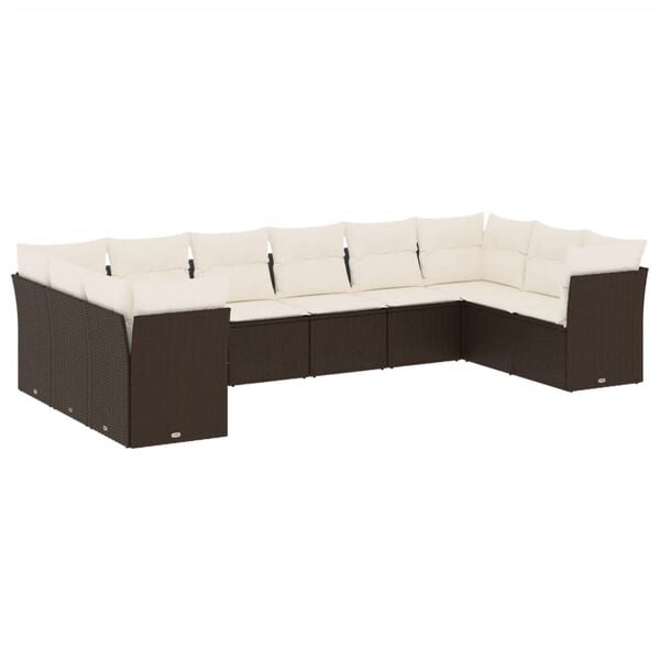 vidaXL Garden Sofa Set Brown, Cream White