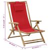 vidaXL Reclining Relaxing Chair Red Bamboo and Fabric