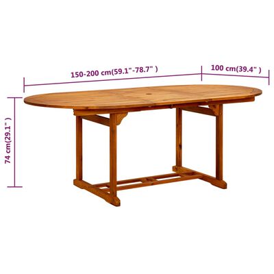 vidaXL Patio Table 78.7"x39.4"x29.5" Solid Acacia Wood