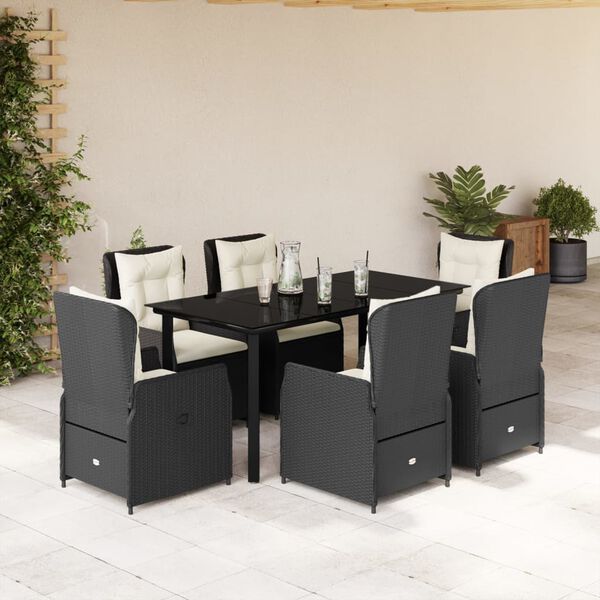 vidaXL Garden Dining Set Black, Cream White
