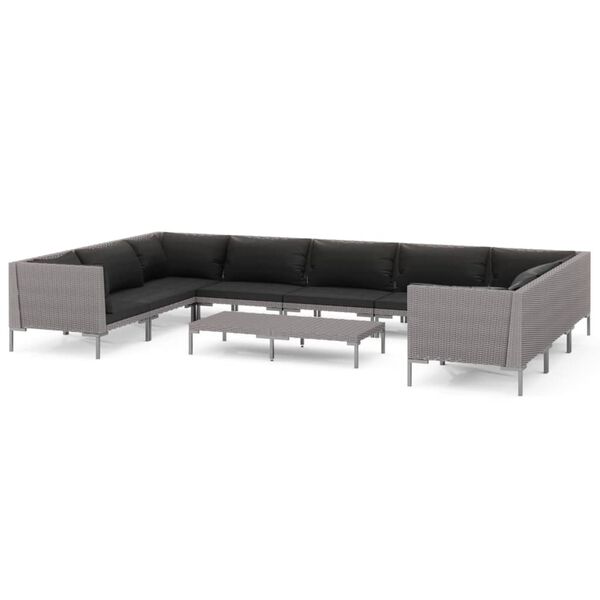 vidaXL Garden Lounge Set Dark Grey Powder-coated steel Large
