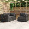 vidaXL Garden Lounge Set Gray PE rattan, powder-coated steel, plastic