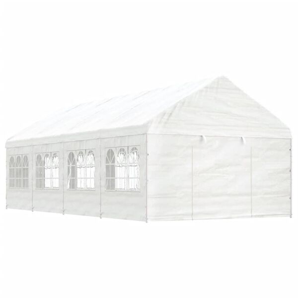 vidaXL Gazebo With Roof White Polyethylene, Galvanized Steel Large