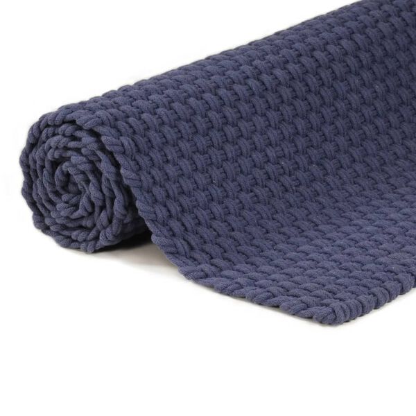 vidaXL Rug Navy Blue Cotton 70.9 x 98.4 in Pattern Rug Rectangular