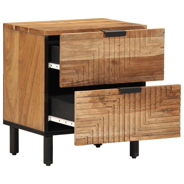 vidaXL Bedside Cabinet Acacia Solid acacia wood, engineered wood, and metal