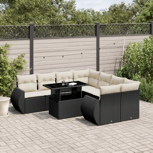 vidaXL Garden Sofa Set Black, Cream White