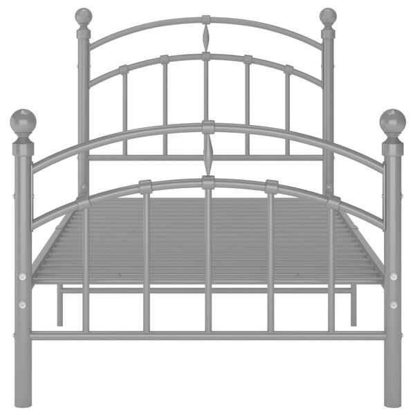 vidaXL Bed Frame Grey Powder-coated Metal Twin Durable Bed Frame