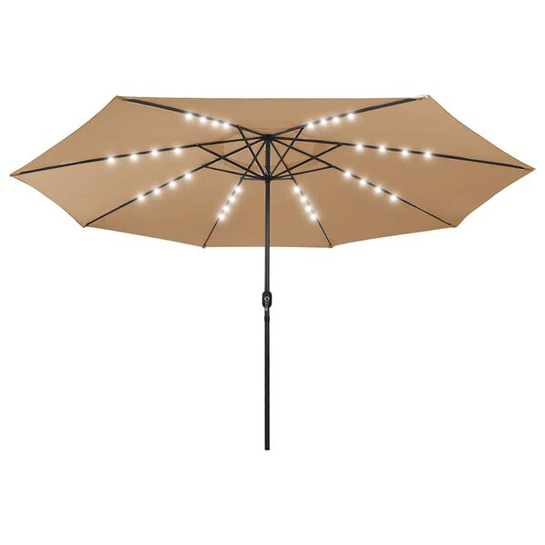 vidaXL Garden Parasol with LED Lights and Metal Pole 157.5" Taupe