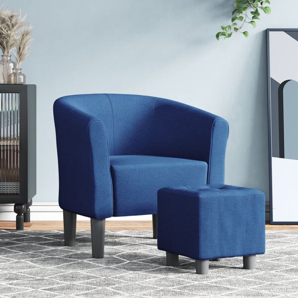 vidaXL Tub Chair Blue Fabric (100% polyester), pinewood, plywood, plastic