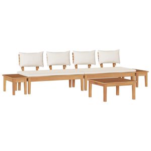 vidaXL Garden Bench Set with Cushion 5 pcs Brown and Cream