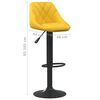 vidaXL Bar Stool Set of 2 Mustard Yellow Velvet, Steel Adjustable