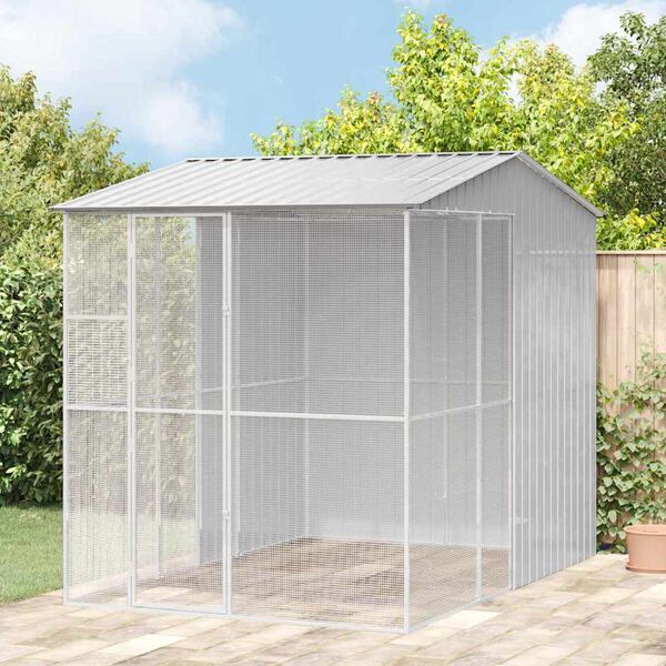 vidaXL Bird Cage Grey 84.65 x 122.05 x 97.24 in Galvanised Steel