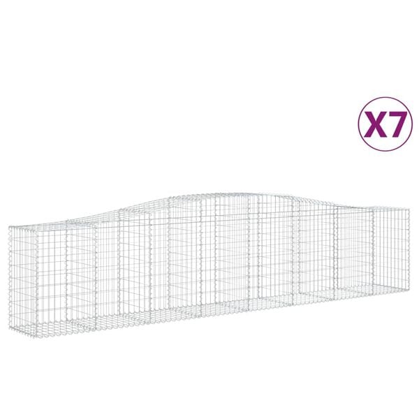 vidaXL Gabion Basket Set of 7 Silver Galvanized Iron Decorative Inlays