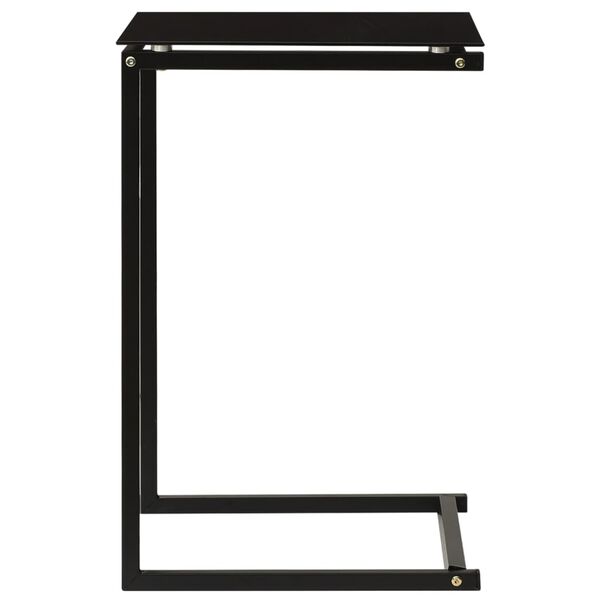 vidaXL Side Table Black Tempered Glass 15.7 x 15.7 x 23.6 in.