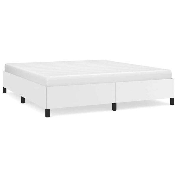 vidaXL Bed Frame White Faux leather, plywood, engineered wood King