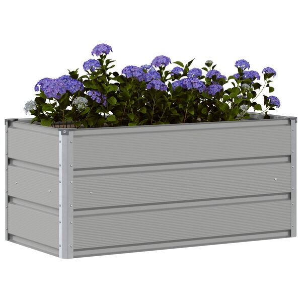 vidaXL Planter Light Grey 39.37 x 19.69 x 17.72 in Galvanised Steel