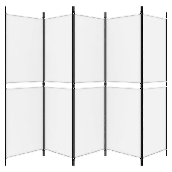 vidaXL 5-Panel Room Divider White 98.4"x70.9" Fabric