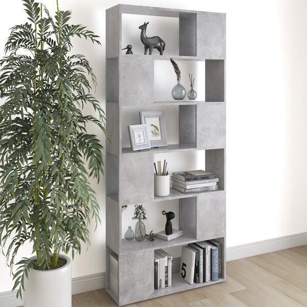 vidaXL Book Cabinet Room Divider Concrete grey Engineered wood Medium