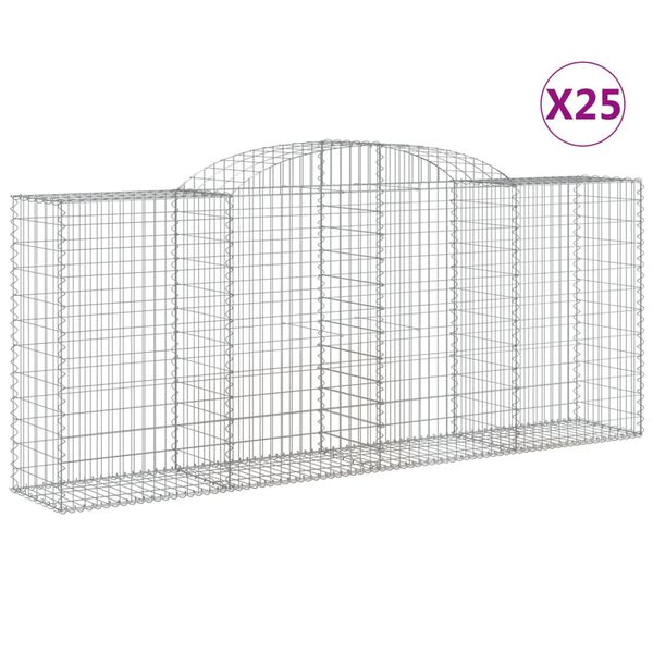 vidaXL Gabion Basket Set of 25 Silver Galvanized Iron Large Durable