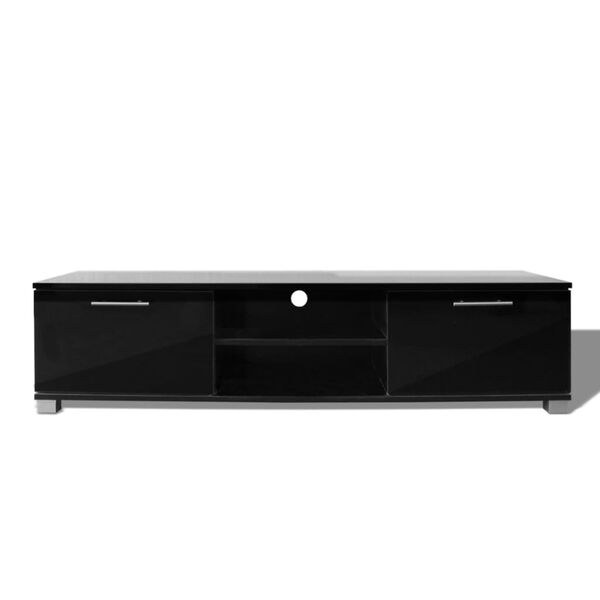 vidaXL TV Stand High-Gloss Black Engineered Wood, MDF Medium TV Stand