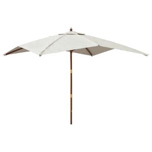 vidaXL Garden Parasol Sand Polyester, Solid Hardwood, Laminated Bamboo