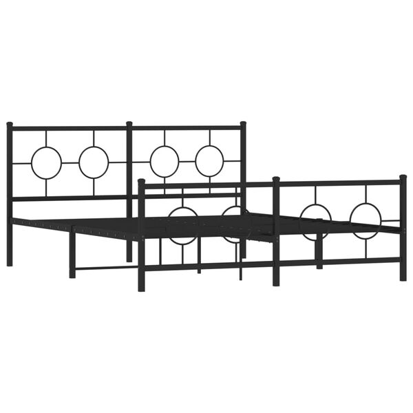 vidaXL Bed Frame Black Steel Queen Bed Frame Rectangular Industrial