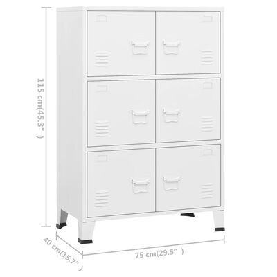 vidaXL Industrial Storage Chest White 29.5"x15.7"x45.3" Metal