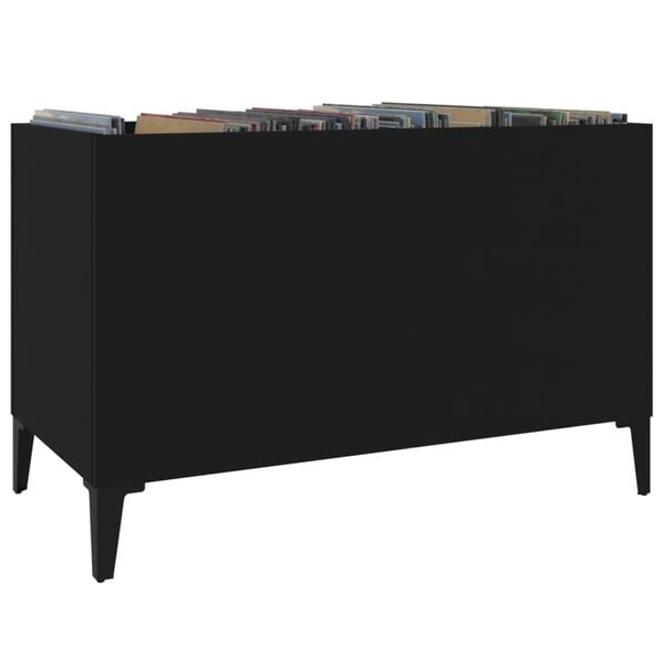 vidaXL Record Cabinet Black Engineered Wood, Metal 29.3 x 15.0 x 18.9 in