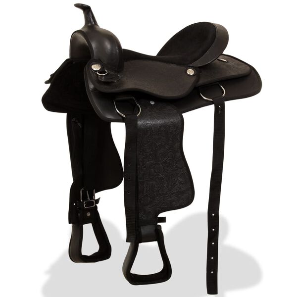 vidaXL Western Horse Saddle Black